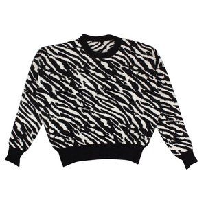 UNRAVEL PROJECT Black/White Wool Zebra Print Sweater Size S $840